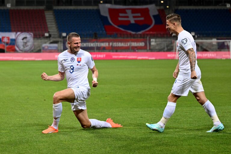 Vaduz, Fuerstentum Liechtenstein, 20.06.23: Denis Vavro (Slovakia) Torjubel, jubelt nach seinem treffer zum 0:1 waehrend der UEFA European Championship Qualification 2023/2024 Group J Spiels zwischen Liechtenstein vs Slowakei im Rheinpark Stadion  am 20. Juni 2023 in  Vaduz, Fuerstentum Liechtenstein. (Foto von Harry Langer/DeFodi Images)

Vaduz, Principality of Liechtenstein, 20.06.23: Denis Vavro (Slovakia) celebrates after scoring his team's first goal with teammates during the UEFA European Championship Qualification 2023/2024 Group J match between Liechtenstein vs Slovakia at Rheinpark Stadion on June 20, 2023 in Vaduz, Principality of Liechtenstein. (Photo by Harry Langer/DeFodi Images)  
ELIMINACJE DO MISTRZOSTW EUROPY W PILCE NOZNEJ PILKA NOZNA
LIECHTENSTEIN vs SLOWACJA
FOT. DEFODI IMAGES/newspix.pl / 400mm.pl

POLAND ONLY !!!
---
newspix.pl / 400mm.pl