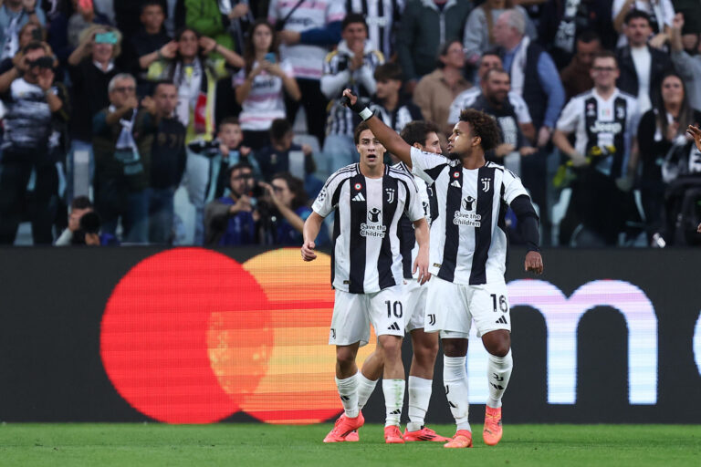 Weston Mckennie of Juventus Fc celebrates after scoring his team's second goal during the UEFA Champions League 2024/25 League Phase MD1 match between Juventus and PSV Eindhoven at Allianz Stadium on September 17, 2024 in Turin, Italy.   (Photo by Sportinfoto/DeFodi Images) 
LIGA MISTRZOW PILKA NOZNA SEZON 2024/2025
FOT.DEFODI IMAGES/newspix.pl / 400mm.pl
POLAND ONLY!

---
newspix.pl / 400mm.pl