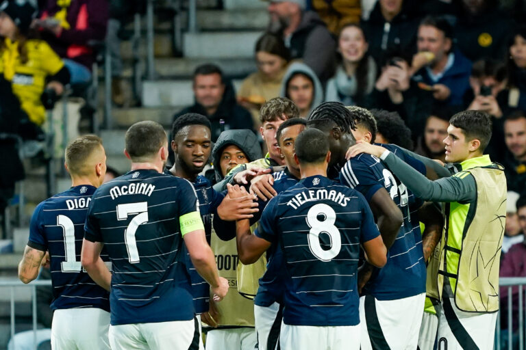 September 17, 2024, Bern, Switzerland: Bern, Switzerland, September 17th 2024:  Jacob Ramsey (41 Aston Villa) celebrates with teammates scoring his team's first goal  during the UEFA Champions League football match between Young Boys and Aston Villa at Wankdorf Stadion in Bern, Switzerland.,Image: 909158482, License: Rights-managed, Restrictions: * Brazil and Mexico Rights OUT *, Model Release: no, Credit line: Daniela Porcelli / Zuma Press / Forum