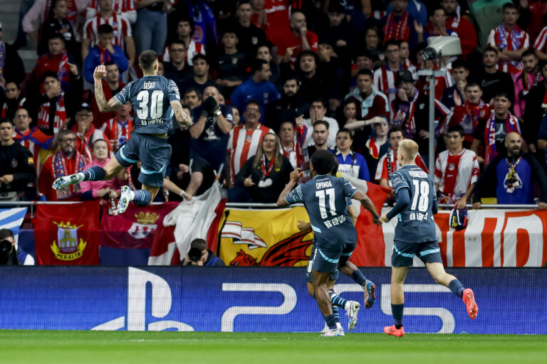 Benjamin Sesko (RB Leipzig) celebrates after scoring his team's first goal during the UEFA Champions League 2024/25 League Phase MD1 match between Atletico de Madrid and RB Leipzig at Estadio CĂ­vitas Metropolitano on September 19, 2024 in Madrid, Spain.   (Photo by Manu Reino/DeFodi Images)  
LIGA MISTRZOW UEFA PILKA NOZNA SEZON 2024/2025
FOT. DEFODI IMAGES/newspix.pl / 400mm.pl

POLAND ONLY !!
---
newspix.pl / 400mm.pl