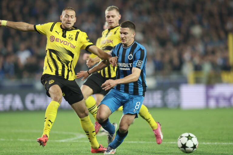 September 18, 2024, Brugge, Belgium: Borussia's Waldemar Anton and Club's Christos Tzolis fight for the ball during a soccer game between Belgian Club Brugge KV and German Borussia Dortmund, Wednesday 18 September 2024 in Brugge, on the day one of the UEFA Champions League league phase. (Credit Image: © Bruno Fahy/Belga via ZUMA Press) 
LIGA MISTRZOW UEFA PILKA NOZNA SEZON 2024/2025
FOT. ZUMA/newspix.pl / 400mm.pl

POLAND ONLY !!!
---
newspix.pl / 400mm.pl