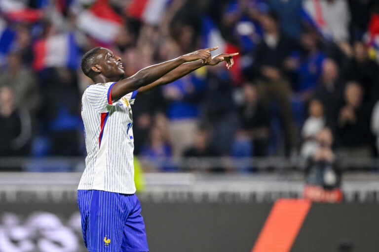 Randal Kolo Muani (France) celebrates after scoring his team's first goal during the UEFA Nations League 2024/2025 League A - Group 2 match between France and Belgium at Groupama-Stadion on September 9, 2024 in Lyon , France.  (Photo by Harry Langer/DeFodi Images)  
LIGA NARODOW UEFA PILKA NOZNA SEZON 2024/2025
FRANCJA v BELGIA
FOT. DEFODI IMAGES/newspix.pl / 400mm.pl

POLAND ONLY !!!
---
newspix.pl / 400mm.pl