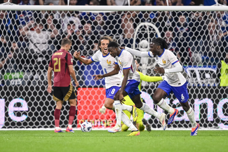 Ousmane Dembélé (France) celebrates after scoring his team's second goal with teammates during the UEFA Nations League 2024/2025 League A - Group 2 match between France and Belgium at Groupama-Stadion on September 9, 2024 in Lyon , France.  (Photo by Harry Langer/DeFodi Images)  
LIGA NARODOW UEFA PILKA NOZNA SEZON 2024/2025
FRANCJA v BELGIA
FOT. DEFODI IMAGES/newspix.pl / 400mm.pl

POLAND ONLY !!
---
newspix.pl / 400mm.pl