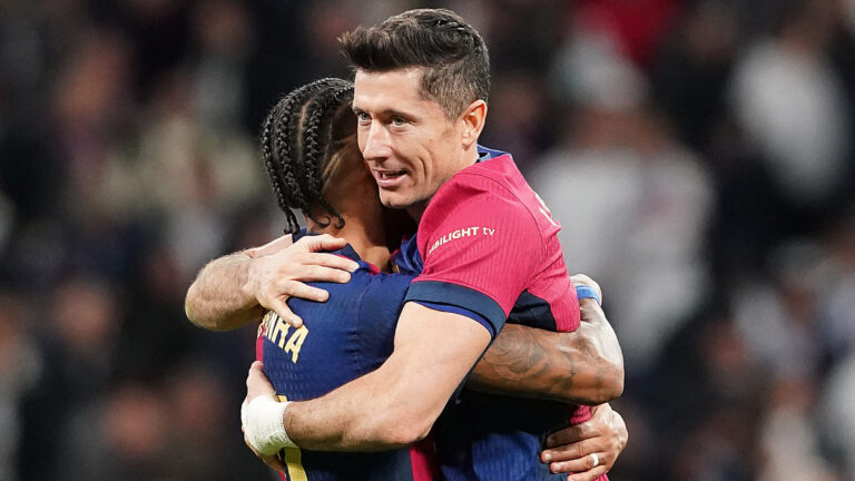 FC Barcelona's Raphinha Dias (l) and Robert Lewandowski celebrate goal during La Liga match. October 26, 2024. (Photo by Acero/Alter Photos/Sipa USA)
2024.10.26 Madryt
pilka nozna liga hiszpanska
Real Madryt - FC Barcelona
Foto Acero/Alter Photos/SIPA USA/PressFocus

!!! POLAND ONLY !!!