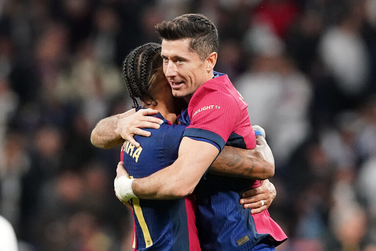 FC Barcelona's Raphinha Dias (l) and Robert Lewandowski celebrate goal during La Liga match. October 26, 2024. (Photo by Acero/Alter Photos/Sipa USA)
2024.10.26 Madryt
pilka nozna liga hiszpanska
Real Madryt - FC Barcelona
Foto Acero/Alter Photos/SIPA USA/PressFocus

!!! POLAND ONLY !!!