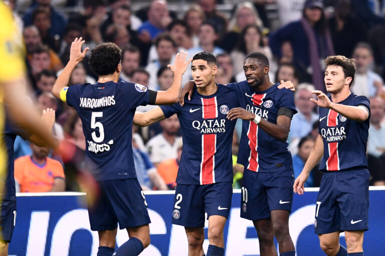 87 Joao NEVES (psg) - 02 Achraf HAKIMI (psg) - 10 Ousmane DEMBELE (psg) during the Ligue 1 MCDonald's match between Marseille and Paris at Orange Velodrome on October 27, 2024 in Marseille, France. (Photo by Philippe Lecoeur/FEP/Icon Sport/Sipa USA)
2024.10.27 Marsylia
pilka nozna liga francuska
Olympique Marsylia - Paris Saint-Germain
Foto Philippe Lecoeur/FEP/Icon Sport/SIPA USA/PressFocus

!!! POLAND ONLY !!!