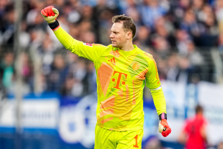 BOCHUM, GERMANY - OCTOBER 27: FC Bayern Munchen goalkeeper Manuel Neuer celebrates his team's first goal during the Bundesliga match between VfL Bochum 1848 and FC Bayern Munchen at Vonovia Ruhrstadion on October 27, 2024 in Bochum, Germany. (Photo by Rene Nijhuis/MB Media)
2024.10.27 Bochum
Pilka nozna liga niemiecka
VfL Bochum 1848 - Bayern Monachium
Foto Rene Nijhuis/MB Media/PressFocus

!!! POLAND ONLY !!!