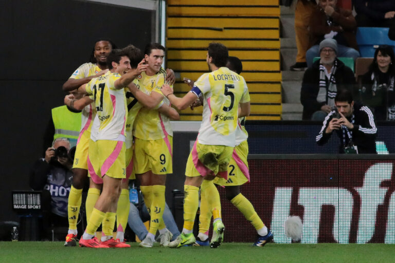 Juventus’ Nicolo' Savona celebrates after scoring the 2-0 goal for his team during the Serie A soccer match between Udinese and Juventus at the Bluenergy Stadium in Udine, north east Italy - Saturday, November 02,2024 sport - soccer (Photo by Andrea Bressanutti/Lapresse) (Photo by Andrea Bressanutti/LaPresse/Sipa USA)
2024.11.02 Udine
pilka nozna liga wloska
Udinese - Juventus
Foto Andrea Bressanutti/LaPresse/SIPA USA/PressFocus

!!! POLAND ONLY !!!