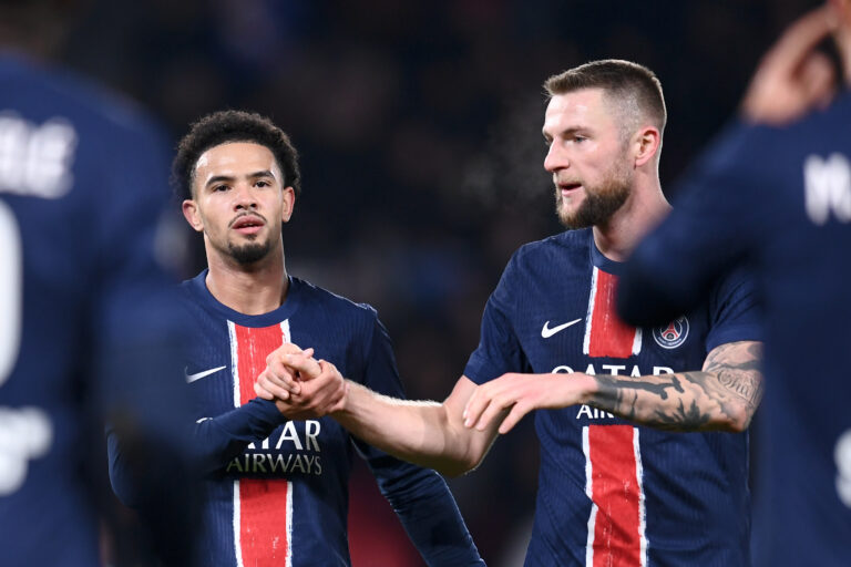 33 Warren ZAIRE EMERY (psg) - 37 Milan SKRINIAR (psg) during the Ligue 1 McDonald's match between PSG and Toulouse at Parc des Princes on November 22, 2024 in Paris, France. (Photo by Philippe Lecoeur/FEP/Icon Sport/Sipa USA)
2024.11.22 Paryz
pilka nozna liga francuska
Paris Saint-Germain - Toulouse FC
Foto Philippe Lecoeur/FEP/Icon Sport/SIPA USA/PressFocus

!!! POLAND ONLY !!!