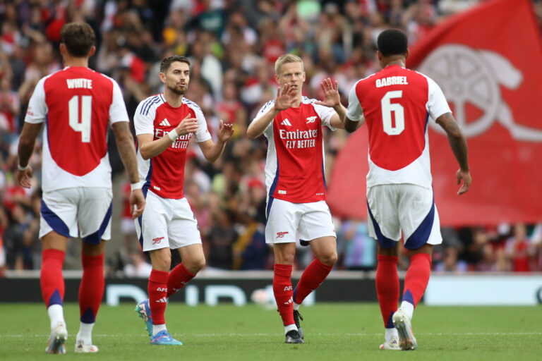 London, England, August 7th 2024: Oleksandr Zinchenko (35 Arsenal) celebrate with his teammates after scoring a goal during the club friendly game between Arsenal and Bayer Leverkusen at Emirates Stadium in London, England  (Alexander Canillas/SPP) (Photo by Alexander Canillas/SPP/Sipa USA)
2024.08.07 Londyn
pilka no?na sparing mecz towarzyski 
Arsenal Londyn - Bayer Leverkusen
Foto SPP/SIPA USA/PressFocus

!!! POLAND ONLY !!!