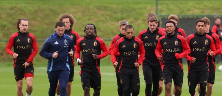 Belgium's players pictured at the start of a training session of the Belgian national soccer team Red Devils, at the Royal Belgian Football Association's training center, in Tubize, Wednesday 09 October 2024. The Red Devils are playing against Italy on Thursday, for the UEFA Nations League 2025. BELGA PHOTO VIRGINIE LEFOUR (Photo by VIRGINIE LEFOUR/Belga/Sipa USA)
2024.10.09 Tubize
pilka nozna liga narodow, reprezentacja Belgii
Trening reprezentacji Belgii
Foto Belga/SIPA USA/PressFocus

!!! POLAND ONLY !!!