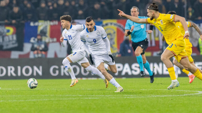 Marinos Tzionis of Cyprus, Ioannis Pittas of Cyprus and Radu Dragusin of Romania in action during the UEFA Nations League, League C, Group C2 football match between Romania and Cyprus on 18 November 2024 at Arena Nationala in Bucharest, Romania (Photo by /Sipa USA)
2024.11.18 Bukareszt
pilka nozna , liga narodow
Rumunia - Cypr
Foto Mihnea Tatu/DPPI/IPA Sport 2/ipa-agency.net/SIPA USA/PressFocus

!!! POLAND ONLY !!!