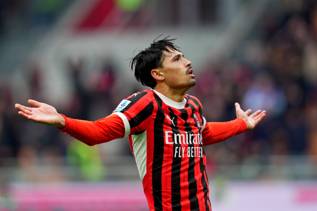 AC Milan's Tijjani Reijnders  celebrates after scoring goal  2-2  during the Serie A soccer match between Ac Milan and Parma at San Siro  Stadium in Milan  , North Italy -  , Sunday , January 26 , 2025 . Sport - Soccer . (Photo by Spada/LaPresse) (Photo by Spada/LaPresse/Sipa USA)
2025.01.26 Milano 
pilka nozna liga wloska
AC Milan - Parma 
Foto Spada/LaPresse/SIPA USA/PressFocus

!!! POLAND ONLY !!!